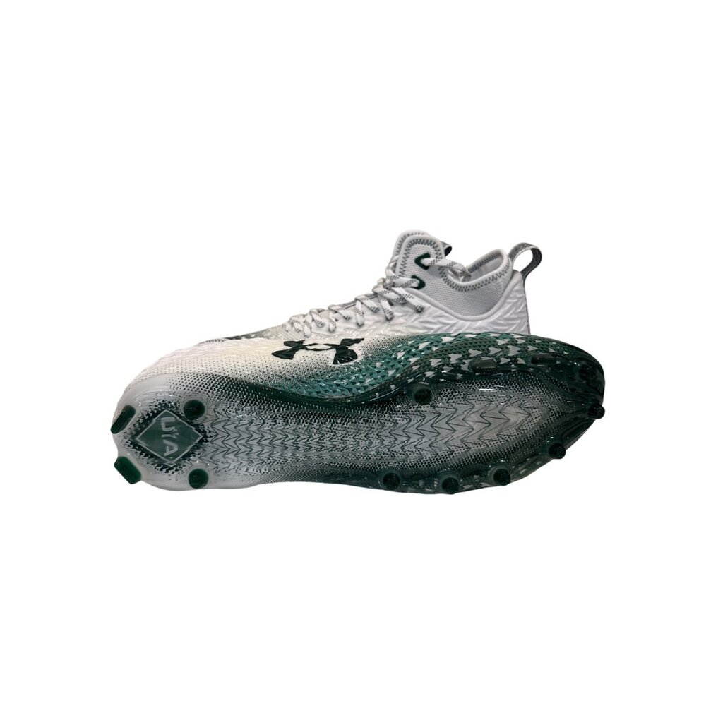 Under Armour UA Spotlight Clone 3.0 MC Football Cleats Size 14 White & Green - Picture 3 of 7